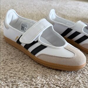 adidas White Black Samba Jane Sneakers with Gum Sole